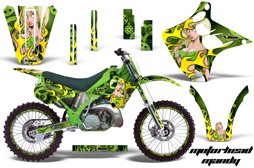 Kawasaki KX125 KX250 90-91 Graphics Kit Motorhead Mandy G NPs